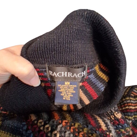 Bachrach sweater mens Medium 3d knit pullover multi colored wool blend - Picture 2 of 4
